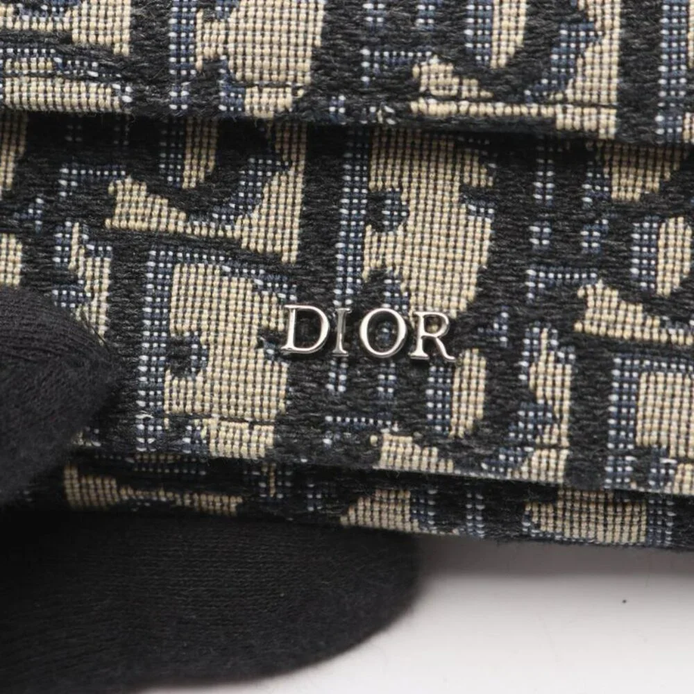 Dior Trifold Wallet White Canvas Black Beige Black Blue